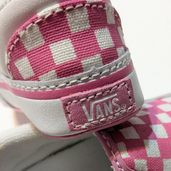 VANS Baby/infant shoes, classic slip-on pink and white checkerboard walkers - Picture 9 of 13